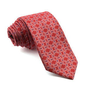 Corbata Roja Cachemir en tonos Rojos y Azules