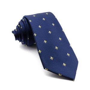 Corbata Marino Flor de Lis Amarillo