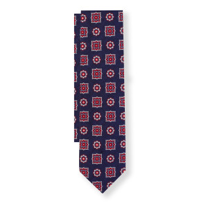 Corbata Marino Dibujos Rojos y Blancos