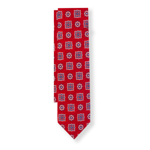 Corbata Roja Dibujos Azules y Blancos