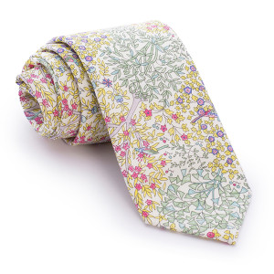 Corbata Liberty Flores Verdes y Amarillas