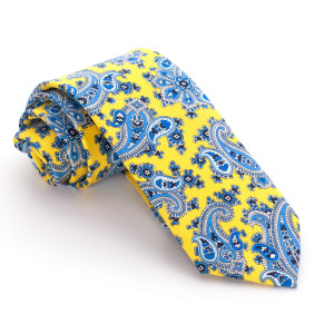 Corbata Amarilla Cachemir Azul