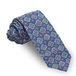 Corbata Liberty Azul Dibujos Blancos