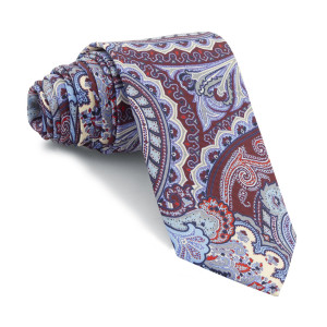 Corbata Burdeos Cachemir con tonos Azules