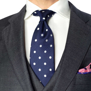 Corbata Marino Lunares Blancos