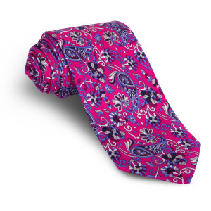 Corbata Fucsia Cachemires Azules