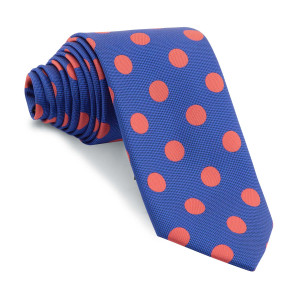 Corbata Azul Lunares Grandes Coral