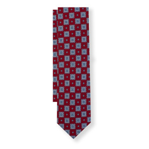 Corbata Burdeos Medallones Azules