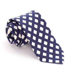 Corbata Azul Marino Dibujos Blancos