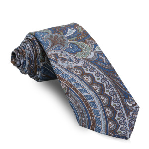 Corbata Gris Cachemires Azules y Marrones