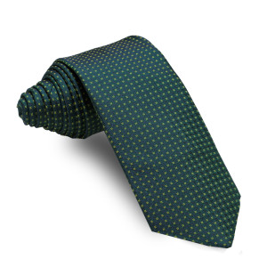 Corbata Verde Botella Dibujos Pequeños Amarillos