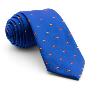 Corbata Azul con dibujos de la bandera de España