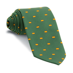 Corbata Verde Botella con dibujos de la bandera de España