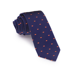 Corbata Azul Marino con Banderas de España