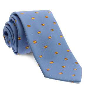 Corbata Azul Celeste con dibujos de la bandera de España