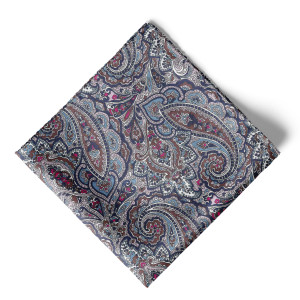 Pañuelo Liberty Cachemires Azules y Marrones