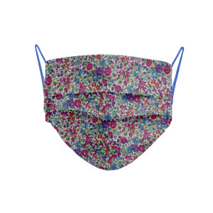 MASCARILLA LIBERTY LONDON CON FLORES FUCSIAS Y AZULES