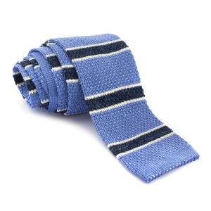 Corbata Punto Azul Rayas en Marino y Blanco