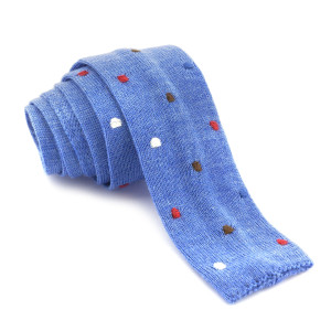 Corbata Lana Azul Lunares