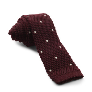 Corbata Punto Burdeos Lunares Blancos