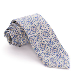 Corbata Gris Dibujos Geométricos Azules