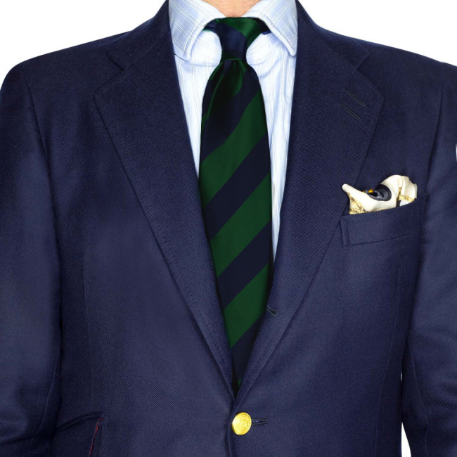 Corbata Rayas Club Marino y Verde Botella 69459-1