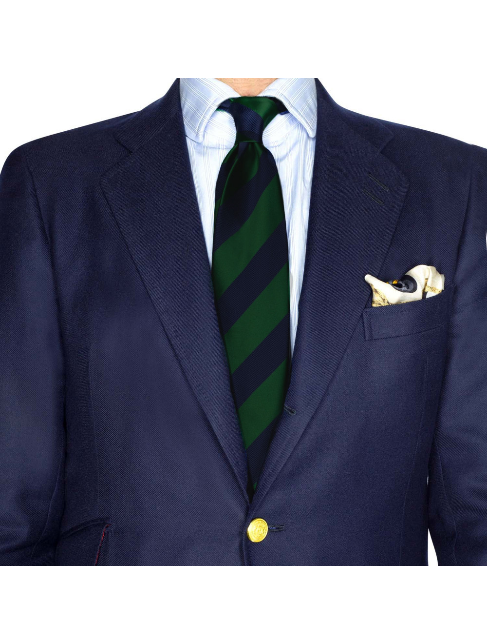 Corbata Rayas Club Marino y Verde Botella | 69459-1