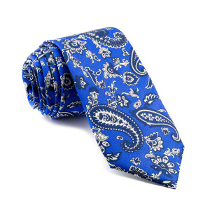 Corbata Azul Cachemir con estampados Marinos y Blancos