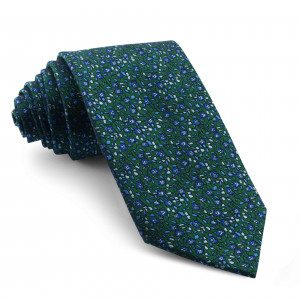 Corbata Verde Flores Azules 