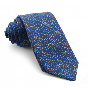 Corbata Azul Flores 
