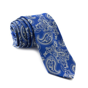 Corbata Azul Cachemir con tonos Blancos